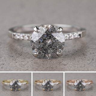 1.93 Carat Salt and Pepper Round Diamond Engagement Ring, Jules Setting