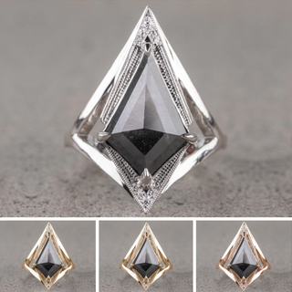 3.19 Carat Black Kite Diamond Engagement Ring, Arwen Setting
