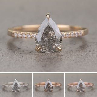 2.05 Carat Salt and Pepper Pear Diamond Engagement Ring, Juliette Setting