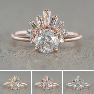 1.62 Carat Salt and Pepper Round Diamond Engagement Ring, Wren Setting