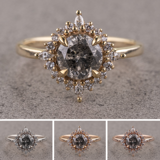 1.23 Carat Salt and Pepper Diamond Engagement Ring, Cosette Setting
