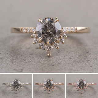 1.25 Carat Salt and Pepper Round Diamond Engagement Ring, Avaline Setting