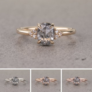 1.31 Carat Canadian Salt and Pepper Oval Diamond Engagement Ring, Quinn Setting