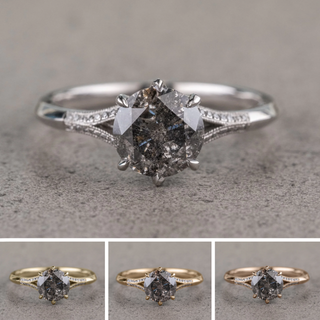 2.10 Carat Salt and Pepper Diamond Engagement Ring, Mackenzie Setting