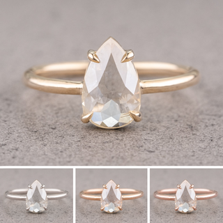 1.34 Carat Icy White Pear Diamond Engagement Ring, Jane Setting