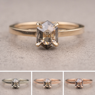 1.04 Carat Salt and Pepper Hexagon Diamond Engagement Ring, Lark Setting
