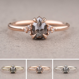 .85 Carat Black Pear Diamond Engagement Ring, Quinn Setting
