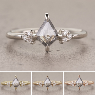 .58 Carat Salt and Pepper Kite Diamond Engagement Ring, Quinn Setting