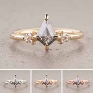.67 Carat Salt and Pepper Kite Diamond Engagement Ring, Quinn Setting