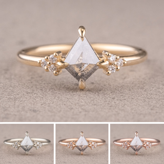 .99 Carat Salt and Pepper Kite Diamond Engagement Ring, Quinn Setting