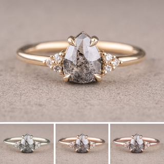 1.86 Carat Salt and Pepper Pear Diamond Engagement Ring, Quinn Setting