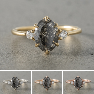 2.65 Carat Salt and Pepper Oval Diamond Engagement Ring, Madison Setting