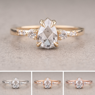 1.15 Carat Salt and Pepper Pear Diamond Engagement Ring, Eliza Setting