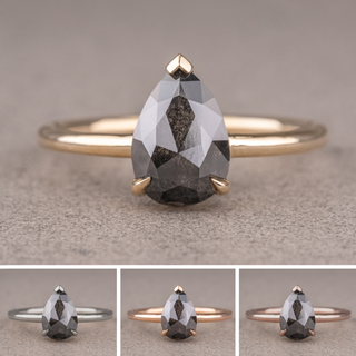 1.26 Carat Black Pear Diamond Engagement Ring, Charlize Setting
