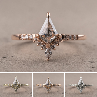 1.06 Carat Salt and Pepper Kite Diamond Engagement Ring, Avaline Setting