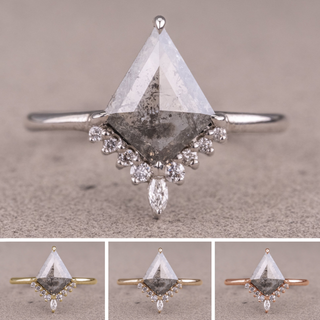 1.36 Carat Salt and Pepper Kite Diamond Engagement Ring, Ava Setting