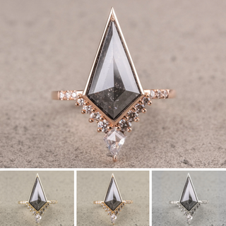 3.62 Carat Black Kite Diamond Engagement Ring, Bezel Avaline Setting