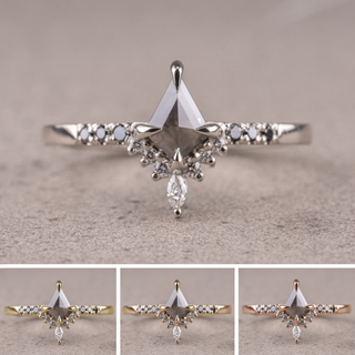 .75 Carat Black Kite Diamond Engagement Ring, Avaline Setting