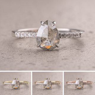 1.29 Carat Salt and Pepper Pear Diamond Engagement Ring, Jules Setting
