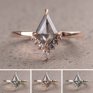1.02 Carat Salt and Pepper Kite Diamond Engagement Ring, Ava Setting