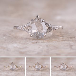 1.18 Carat Icy White Pear Diamond Engagement Ring, Split Shank Evie Setting