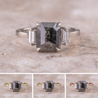 1.87 Carat Black Asscher Diamond Engagement Ring, Lea Setting
