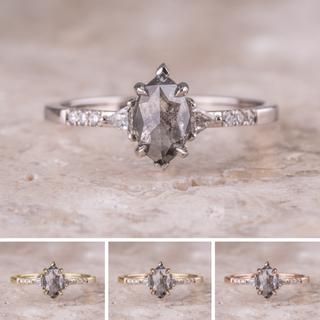 1.06 Carat Salt and Pepper Marquise Diamond Engagement Ring, Eliza Setting
