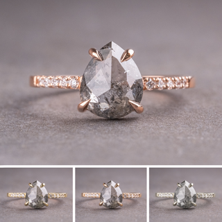 2.49 Carat Salt and Pepper Pear Diamond Engagement Ring, Jules Setting