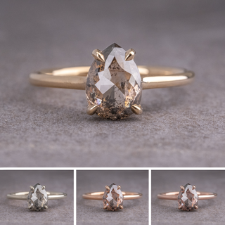 1.05 Carat Salt and Pepper Pear Diamond Engagement Ring, Lark Setting
