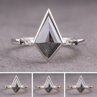 2.87 Carat Black Kite Diamond Engagement Ring, Bezel Ombre Jules