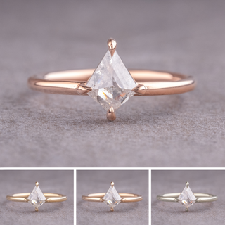 1.23 Carat Canadian Salt and Pepper Kite Diamond Engagement Ring, Jane Setting, Point No Point Studio. Available in a variety of metal types. Eco-friendly, Recycled Metals, Conflict Free.
