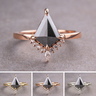 1.70 Carat Black Kite Diamond Engagement Ring, Ava Setting