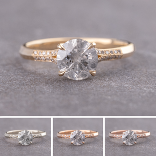 2.04 Carat Salt and Pepper Round Diamond Engagement Ring, Mackenzie Setting
