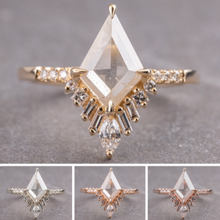 2.30 Carat Icy White Kite Diamond Engagement Ring, Wren Setting