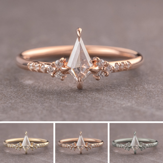 .59 Carat Salt and Pepper Kite Diamond Engagement Ring, Quincy Setting