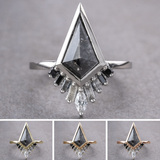 1.80 Carat Black Kite Diamond Engagement Ring, Bezel Ombre Wren Setting