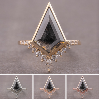 1.93 Carat Black Kite Diamond Engagement Ring, Bezel Avaline Setting