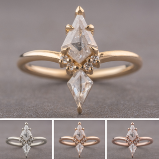1.13 Carat Icy Salt and Pepper Kite Diamond Engagement Ring, Charlie Setting