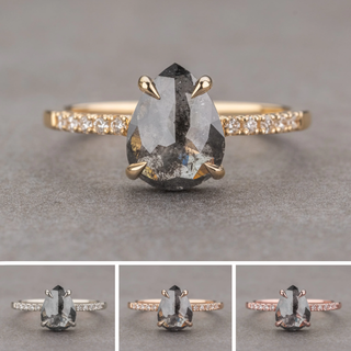 1.61 Carat Black Pear Diamond Engagement Ring, Jules Setting