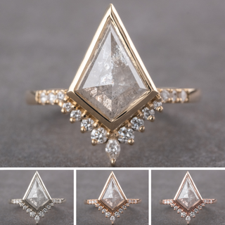 2.57 Carat Icy White Kite Diamond Engagement Ring, Bezel Avaline Setting