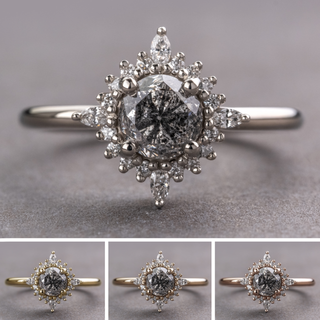 1.20 Carat Salt and Pepper Round Diamond Engagement Ring, Cosette Setting