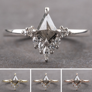 .80 Carat Salt and Pepper Kite Diamond Engagement Ring, Cami Setting