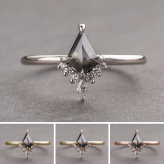 .86 Carat Black Speckled Kite Diamond Engagement Ring, Ava Setting