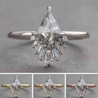 1.43 Carat Canadian Salt and Pepper Kite Diamond Engagement Ring, Wren Setting