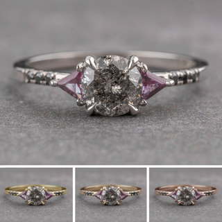 1.15 Carat Salt and Pepper Round Diamond Engagement Ring, Eliza Setting