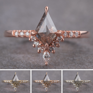 1.21 Carat Salt and Pepper Kite Diamond Engagement Ring, Avaline Setting