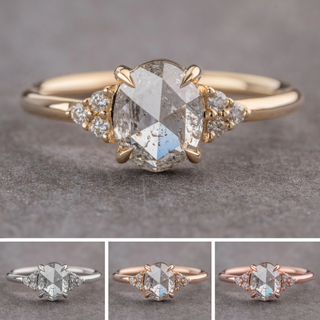 2.57 Carat Icy Salt and Pepper Oval Diamond Engagement Ring, Quinn Setting