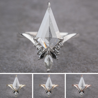 2.02 Carat Icy Salt and Pepper Kite Diamond Engagement Ring, Athena Setting