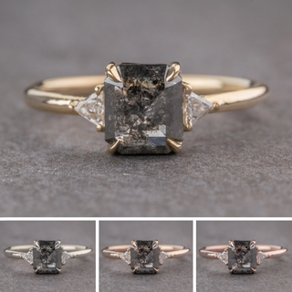 1.40 Carat Black Speckled Asscher Diamond Engagement Ring, Zoe Setting
