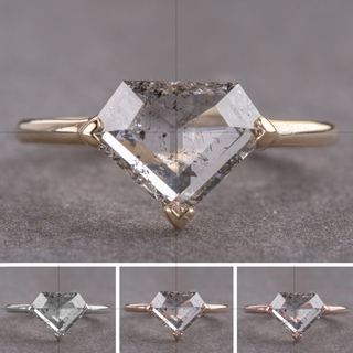 1.61 Carat Salt and Pepper Shield Diamond Engagement Ring, Charlize Setting